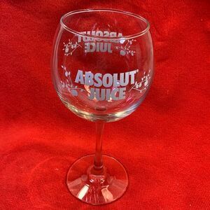 Absolut  Juice Vodka Goblet Clear Glass White Etching 16 Oz Each Single Stem Bar